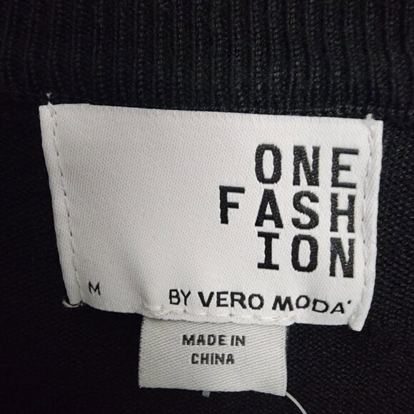 One Fashion By Vero Moda Black Ribbed Knit Cowl Neck Sweater Size M - Picture 6 of 8